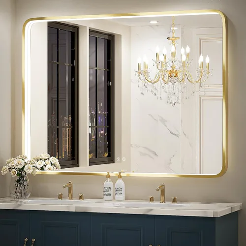 Vista 15 de Espejo Redondo Retroiluminado LED de 32 Pulgadas para Tocador, Espejo de Baño Iluminado Regulable 6000K Montado en Pared con Luces, Antivaho