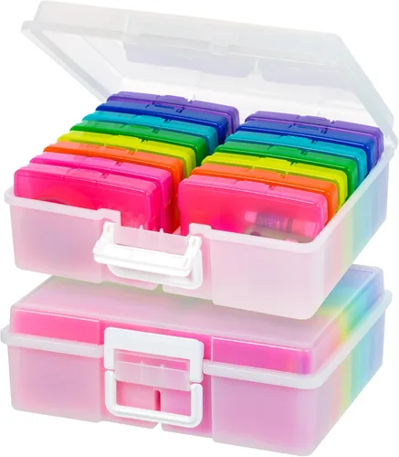 Vista 15 de IRIS USA 4 x 6 pulgadas, fabricado en Estados Unidos, paquete de 2 organizadores de fotos y caja de almacenamiento de imágenes con asa, 12 fundas