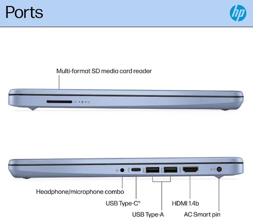 Vista 9 de HP Ultrabook 14 - Computadora portátil para estudio y hogar 2025, MS Office + Windows 11 Pro, CPU Intel de cuatro núcleos, 16 GB de RAM y 628 GB