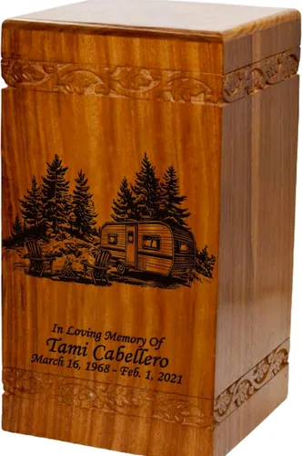 Vista 20 de Urna de cremación de madera, urna funeraria humana de gran tamaño con personalización (mariposas)