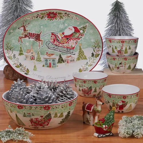 Vista 8 de Certified International Joy of Christmas - Juego de vajilla de 16 piezas, servicio para 4