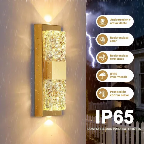 Vista 3 de Luz de pared inteligente para exteriores, RGB, App y Alexa, dorado