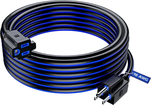 Vista 32 de Maximm Cable de extensión negro y azul de 10 pies, SJTW de 16 AWG