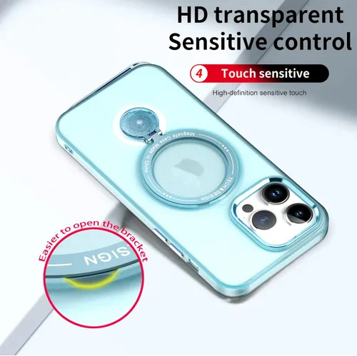 Vista 4 de Funda magnética con soporte para iPhone 14 Pro, compatible con MagSafe, grado MIL, doble capa a prueba de golpes con parte trasera dura mate, funda