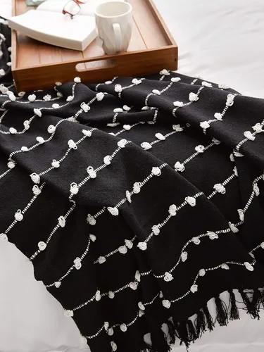 Vista 6 de DII Colección de mantas Woven Loop, 50x60, negro