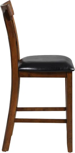 Vista 5 de ERGOMASTER Juego de 2 sillas de comedor, sillas de bar de granja de 25.5 pulgadas, taburetes de bar de madera de goma con respaldos, taburetes