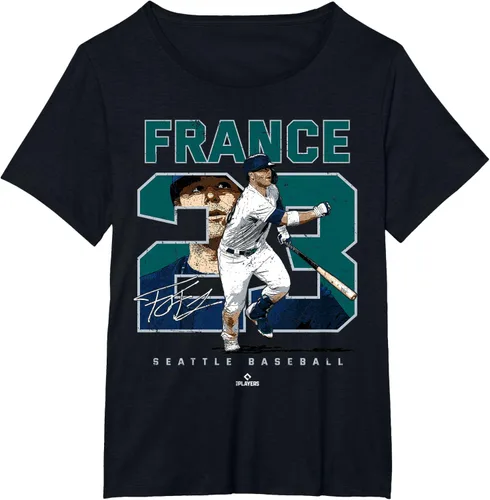 Vista 9 de Number and Portrait Ty France Seattle MLBPA Camiseta, Negro
