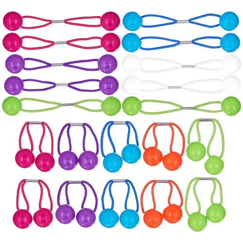 Vista 2 de Colección de 20 piezas de coleteros, bolas de cola de caballo, gomas elásticas, cuentas de pelo de 18 mm redondas, opacas, multicolores, dobles