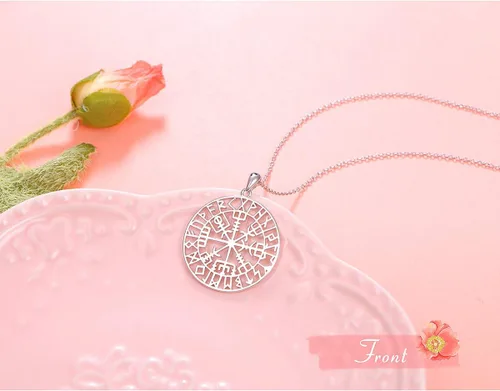 Vista 3 de Alphm Collar con colgante vikingo de plata esterlina S925 para hombres y mujeres, joyería de viaje para graduación, amistad, talismán, joyería