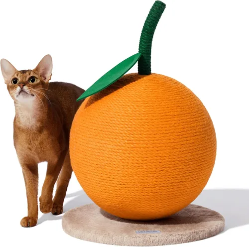 Vista 11 de VETRESKA Cherry Poste Rascador para Gatos, 22.64" de Alto Rascador para Gatos con Bola de Cuerda de Yute, Poste Rascador Vertical para Gatos