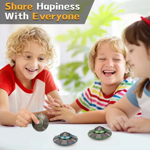 Vista 6 de Juguete giratorio OVNI para niños y adultos, juguete de escritorio espacial luminoso de metal, accesorios EDC geniales, juguetes para aliviar