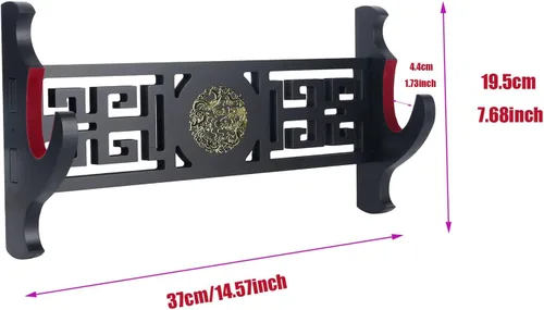 Vista 2 de Soporte de Katana con Montura de Pared - Soporte de Katana Acolchado de Terciopelo con Ícono de Dragón de 1 Nivel, Expositor de Espada Samurai