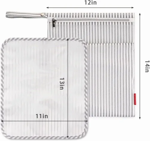 Vista 4 de Bolsa húmeda y seca BABEYER para almacenamiento de piezas de extractor de leche, bolsa impermeable para piezas de bomba con alfombrilla para mamás