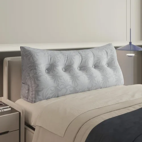 Vista 24 de WOWMAX - Almohada grande triangular con respaldo para cabecera, almohada de posicionamiento para lectura en forma de cuña, con funda extraíble