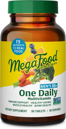Vista 11 de MegaFood Multivitamínico para hombres 55+ One Daily Multivitaminas para hombre, B12 metilado, vitamina D3, C y zinc, envejecimiento saludable, salud