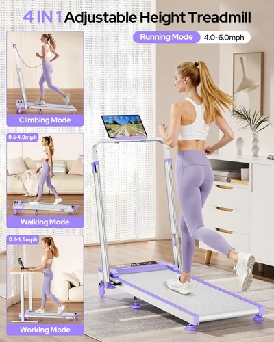 Vista 9 de Walking Pad Treadmill with 12% Incline & Adjustable Height, 4 in 1 Walking Pad with Handle Bar, 3.5HP Foldable Under Desk Treadmill, Portable