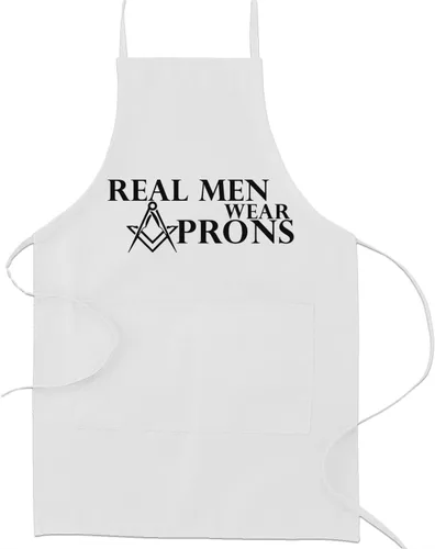 Vista 5 de Los hombres de verdad visten delantales de cocina masónico Delantal de cocina - [Natural]