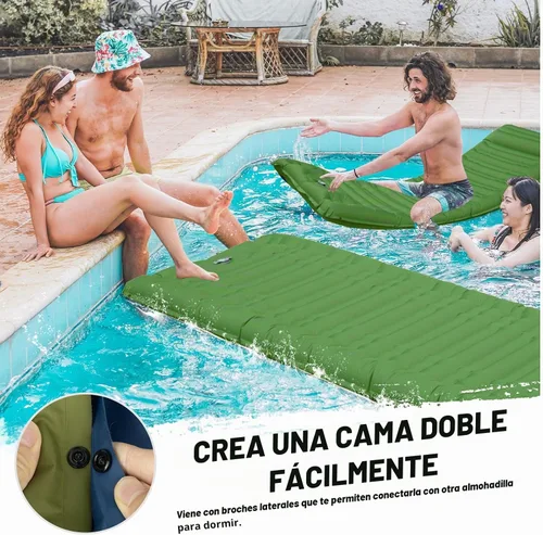 Vista 5 de Colchoneta de dormir para camping, extra grueso, 4.7 pulgadas, colchoneta inflable ultraligera e impermeable con colchón de aire integrado para Verde