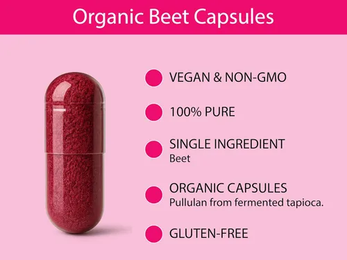 Vista 4 de KOYAH - Cápsulas de remolacha orgánica, liofilizadas: 60 Cápsulas 500 mg por cápsula, raíz de remolacha entera - Apoyo cardiovascular y apoyo al