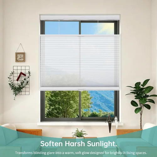 Vista 2 de Changshade - Persianas para filtrado de luz para ventanas, 36 pulgadas de largo x 19 pulgadas de ancho, persianas celulares que bajan y suben