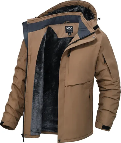 Vista 9 de Chaquetas de invierno para hombre, esquí, nieve, impermeable, forro polar, resistente al viento, 6 bolsillos