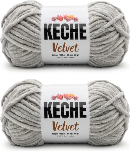 Vista 112 de Keche Hilo para ganchillo, hilo de terciopelo, chenilla suave, manta de bebé voluminosa amigurumi Yarn 3.53 oz (132 yardas) - Arona