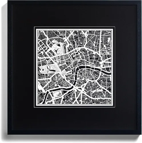 Vista 4 de O3 Design Studio Mapa de corte de papel de París, color negro mate, 20 x 20 pulgadas, arte en papel