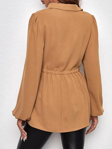 Vista 2 de Floerns Blusa de maternidad de manga larga con cordón en la cintura para mujer