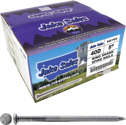 Vista 10 de 1/4" x 5" (40d) Tempered Ring Shank Pole Barn Nails - Use for landscaping timbers, railroad ties, pole barns and load bearing structures. 5 Pound