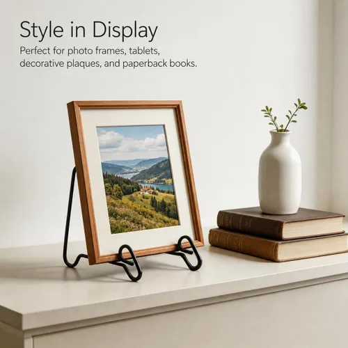 Vista 8 de Artliving Paquete de 2 soportes de exhibición de caballete de hierro para exhibir cuencos medianos profundos, platos y platos profundos