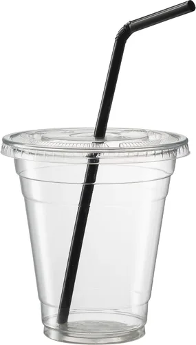 Vista 5 de Paquete de 500 popotes desechables de plástico flexible negro de 8 pulgadas de alto