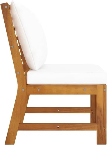 Vista 4 de vidaXL Sofá medio, sofá seccional con cojines, asiento modular con mesa de té, juego de muebles de exterior para jardín, rústico, madera de acacia