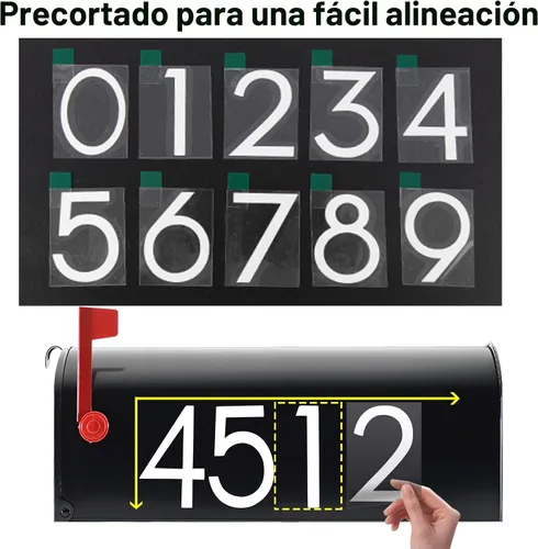 Vista 5 de 2 pulgadas Números reflectantes de buzón para exterior, 5 juegos de pegatinas numeradas con lengüetas adhesivas para fácil colocación y despegado