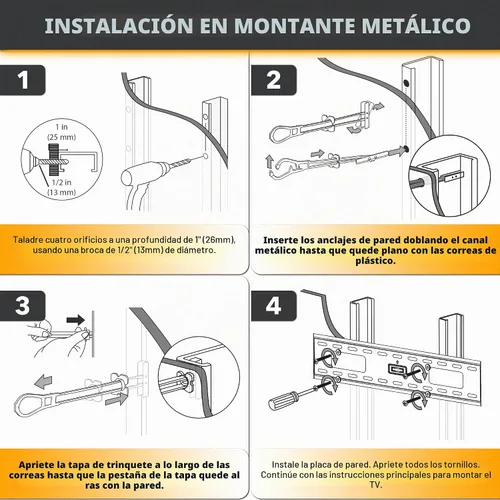 Vista 8 de CondoMounts MSK9002 Kit de montaje de TV de pared con azulejos Granito Mármol Sin pared de perno Barra de agarre Montaje de accesorios