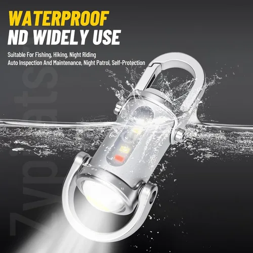 Vista 2 de 1200LM Super brillante mini LED linternas USB recargable pequeño impermeable llavero de rescate de la linterna, Camping-Plata