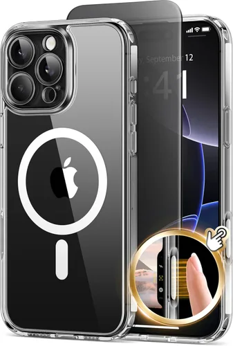 Vista 38 de GolbinBox - Funda magnética para iPhone 13 Pro Max, compatible con MagSafe, protección de cámara, protector de privacidad, funda translúcida mate, a