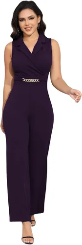 Vista 46 de DeftSharp Overol largo y elegante para mujer, sexy, para cóctel, fiesta, club, casual, para trabajo