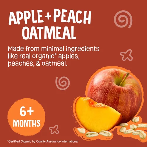 Vista 4 de Earth's Best Bolsas orgánicas de alimentos para bebés, puré de frutas y granos para bebés de 6 meses en adelante, puré de manzana orgánica