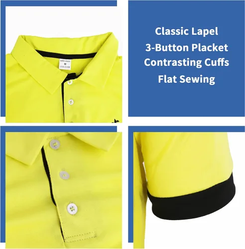 Vista 3 de CEHT Polo de manga corta para hombre de algodón de golf para hombre ajuste delgado casual para hombre