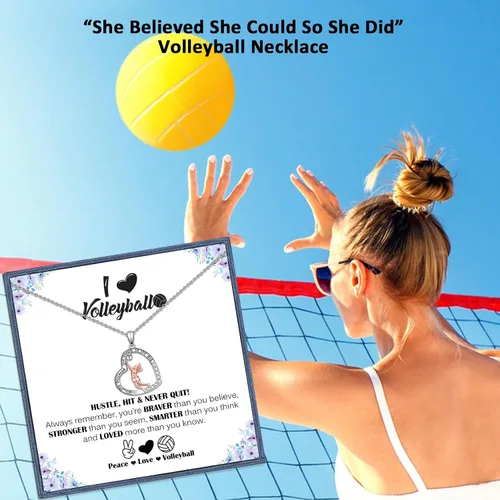 Vista 4 de CERSLIMO Regalos de voleibol para niñas adolescentes, collar de voleibol para niñas, mujeres, entrenadoras de jugadores, regalos inspiradores