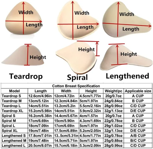 Vista 6 de 1 Pair Cotton Breast Forms Light Ventilation Sponge Boobs for Women Mastectomy Breast Cancer Support
