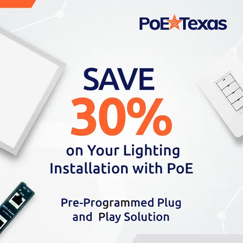 Vista 2 de PoE Texas PoE - Kit de luz inteligente con iluminación empotrada, kit de habitación individual preprogramada, luz LED de panel plano dual de 2 x 2