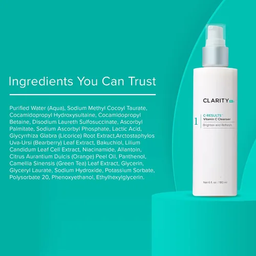 Vista 7 de ClarityRx C-Results Limpiador facial con vitamina C, lavado facial iluminador natural a base de plantas con ácido láctico