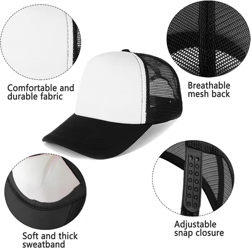 Vista 3 de Ultrafun Paquete de 12 sombreros de camionero de verano de malla sublimación en blanco, gorras de béisbol ajustables para hombres y mujeres