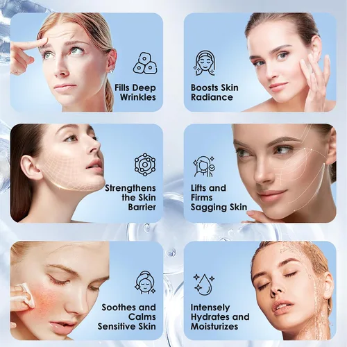 Vista 4 de Noviqo Colágeno liofilizado para cara, mascarillas de belleza, antiarrugas liofilizadas, sistema de colágeno de nano-seda, tratamiento instantáneo