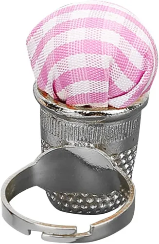 Vista 10 de EXCEART DIY bordado ayuda de costura dedal anillo de almacenamiento de aguja de punto de cruz nuevo dos en uno aguja dedo cuna (dorado) precioso