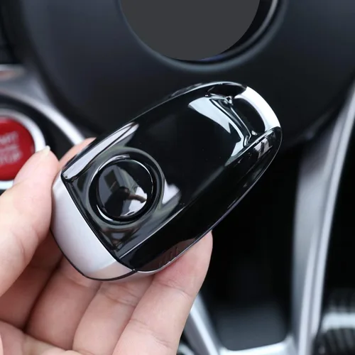 Vista 3 de ABS Car Key Shell Key Case Cover Trim para Alfa Romeo Giulia Stelvio 2017-2019 (negro)