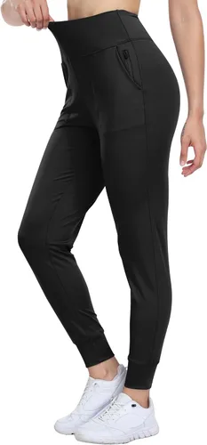 Vista 4 de WHOUARE Pantalones deportivos para mujer, leggings deportivos de entrenamiento con bolsillos, cintura alta, pantalones de yoga para gimnasio, correr