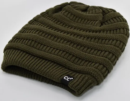 Vista 64 de C.C Winter Oversized Beanie Hat with Fuzzy Lining – Thick Knit Thermal Beanie for Cold Weather, Soft Warm Fleece Lined Cap