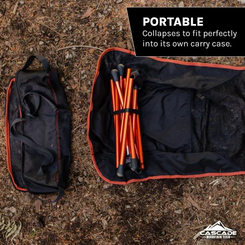Vista 5 de Cascade Mountain Tech Silla de campamento ligera con respaldo alto al aire libre con reposacabezas y estuche de transporte - Negro